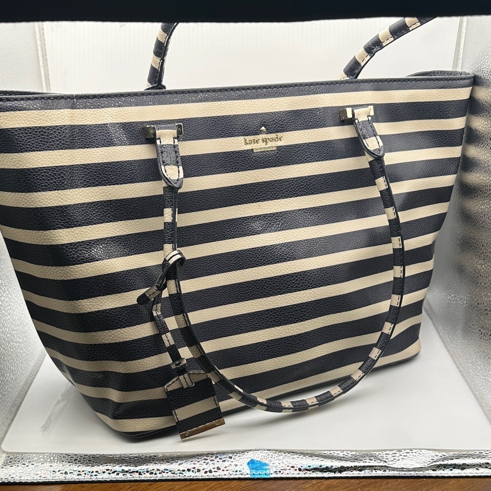 Kate Spade Striped Tote with Storybook lining